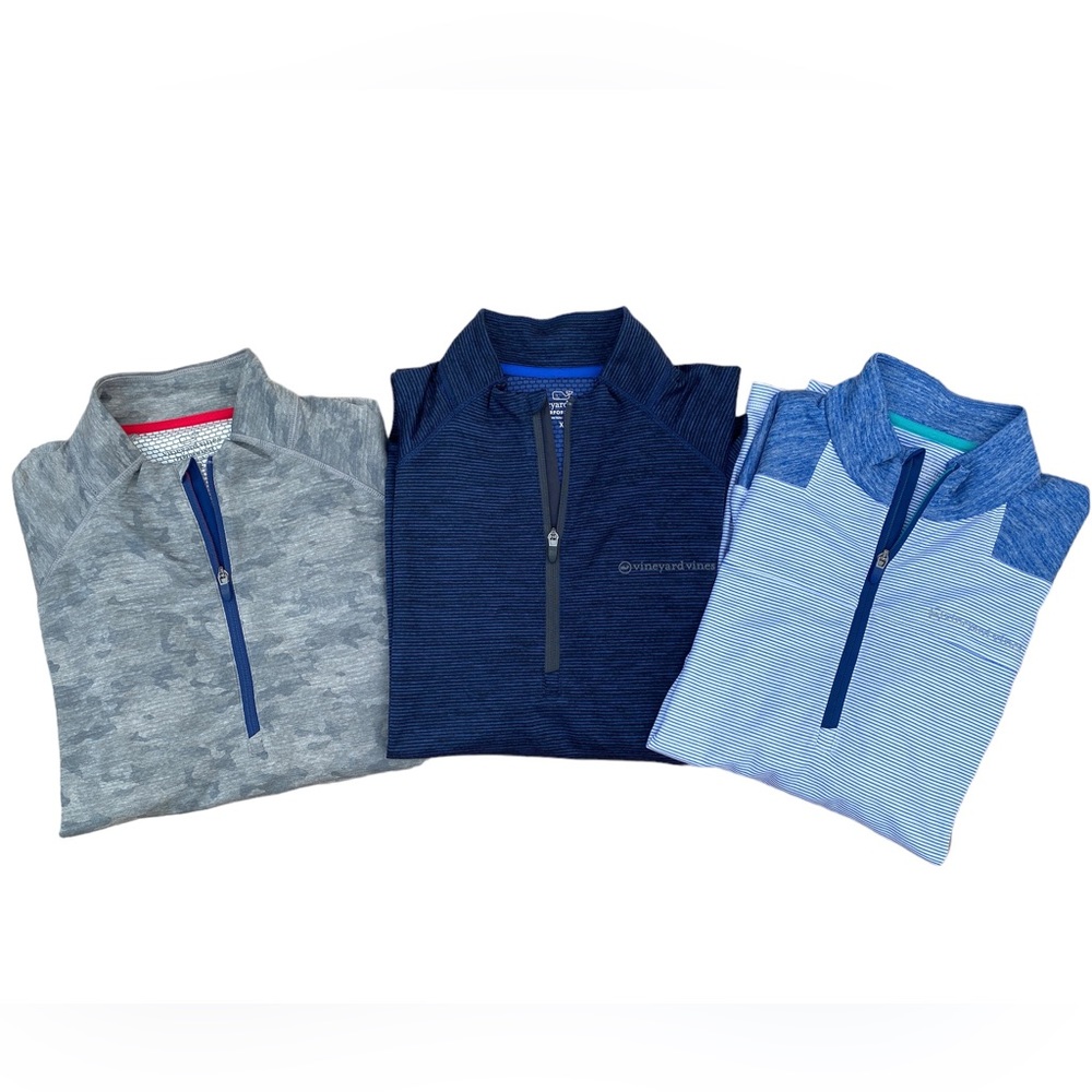 3 Vineyard Vines Performance 1/4 Zip Golf Sweaters Sz XL - Packaged As A Bundle